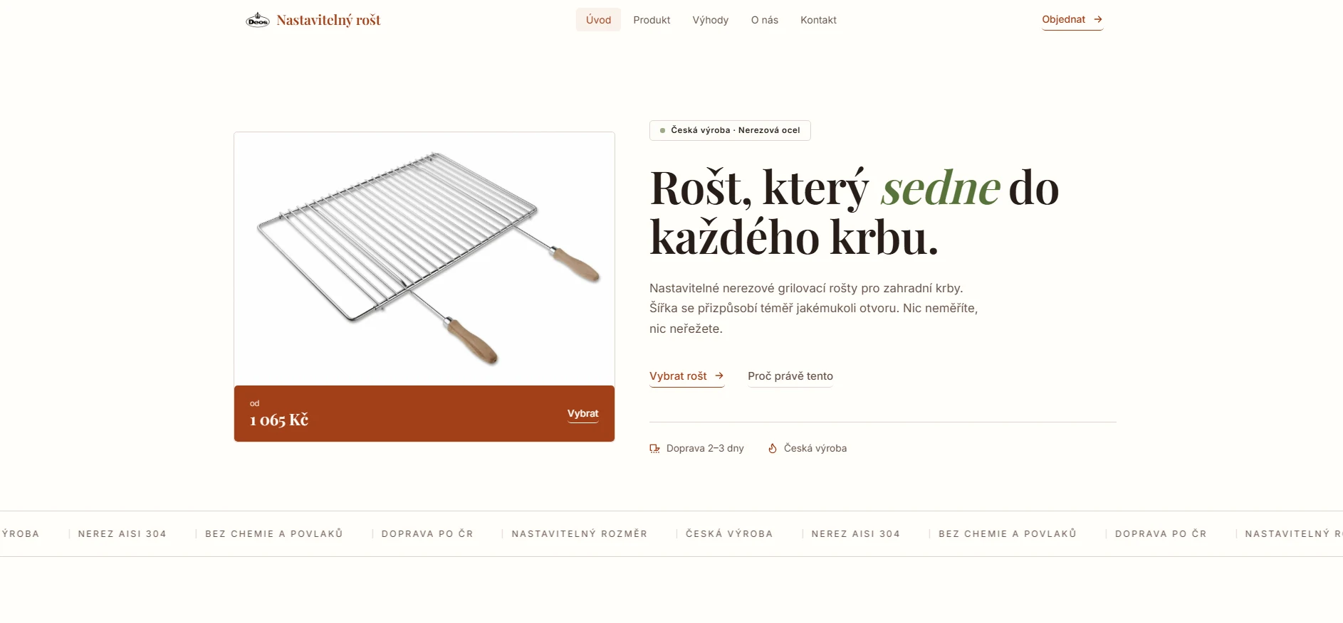 Náhled projektu Nastavitelný rošt